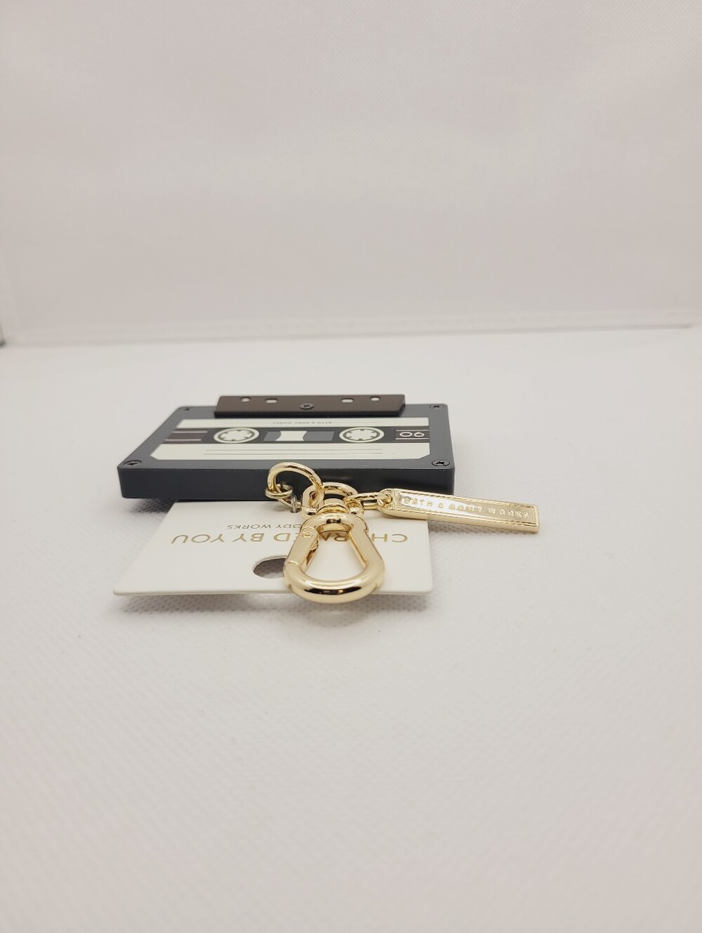 BBW Charmed By You Cassette Tape Bag Charm Goldtone Keychain Logo Tag New OOS - Picture 4 of 8